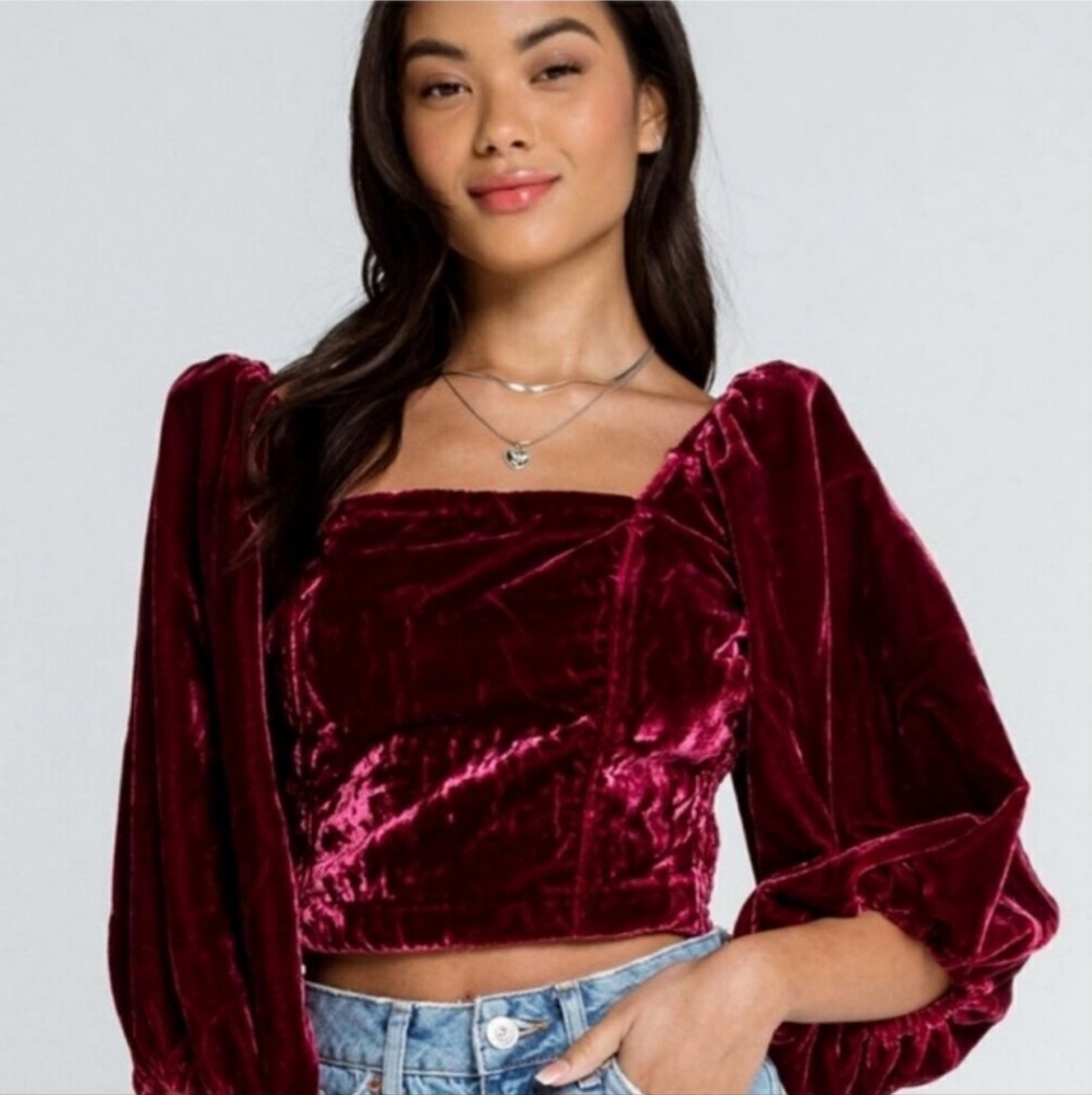 FREE PEOPLE MARIE VELVET OPEN BACK TOP NWT
